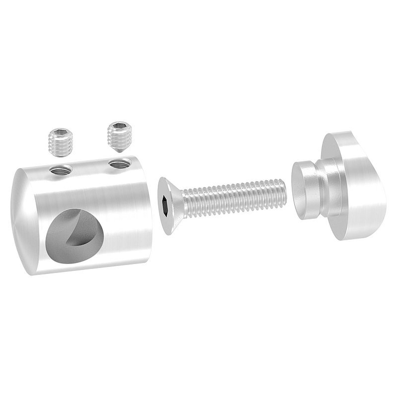 Cross bar holder for 42.4 mm tube, blind hole left 12.2 mm, AISI304