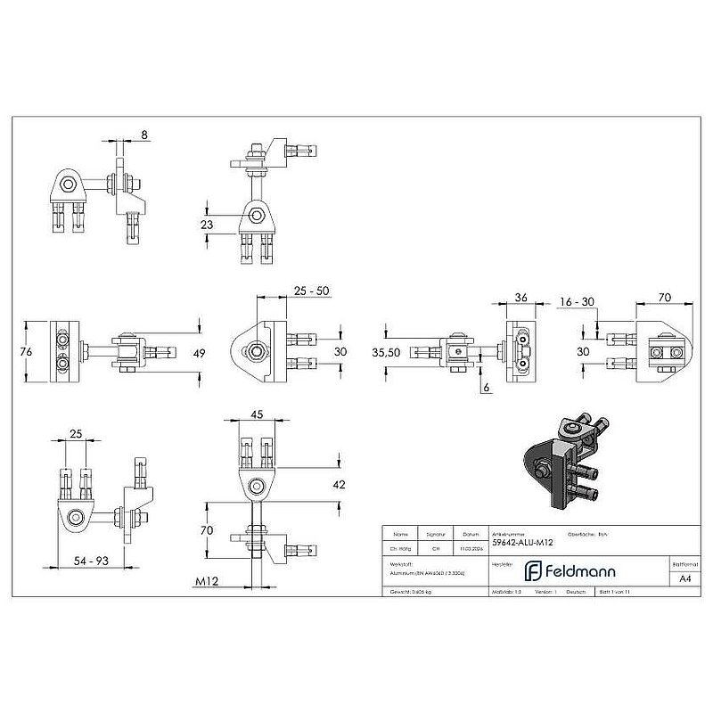 Torband M12, 4-fach verstellbar, BOLTONHD-4D