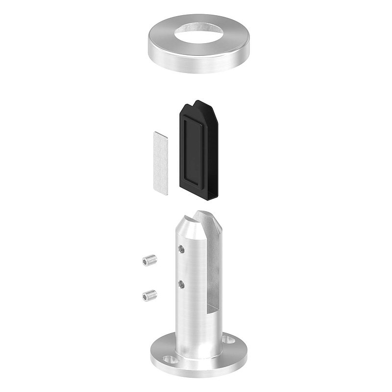 Pince à verre fixées au sol arrondie, pour verre ép. 12 - 12,76mm, V4A
