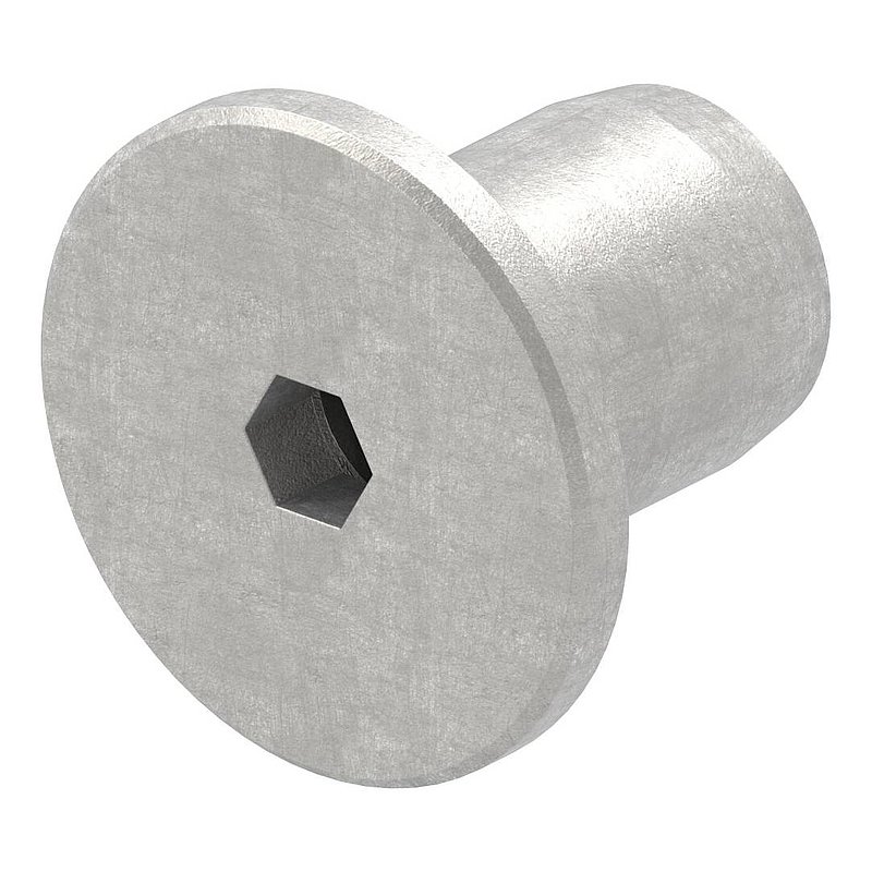 Sleeve nut with flat head and ISK, M10, AISI304