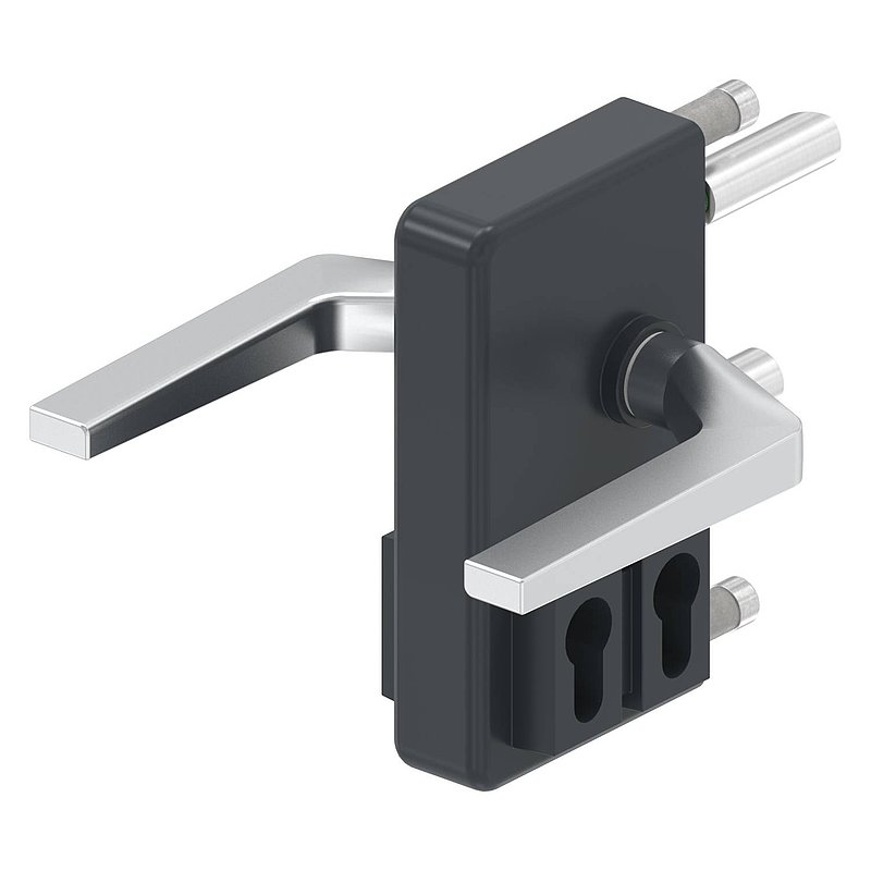 grille gate lock GTS 2 with double cylinder for tube thickness 40-60mm, housing RAL 7016