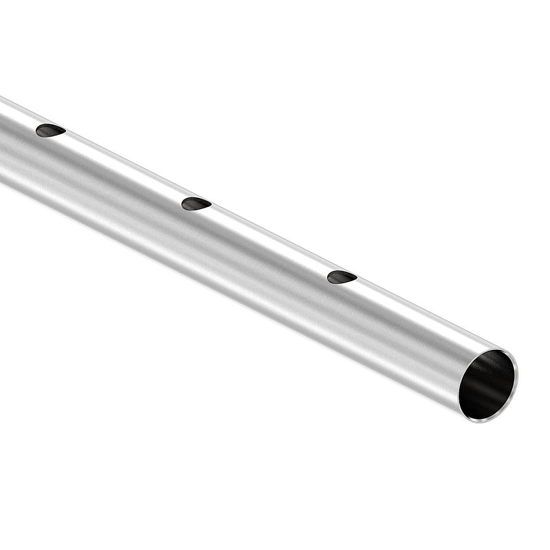 Edelstahlrohr, eins. gelocht 16,1mm, 42,4x2,0mm, L: 3000mm, V2A