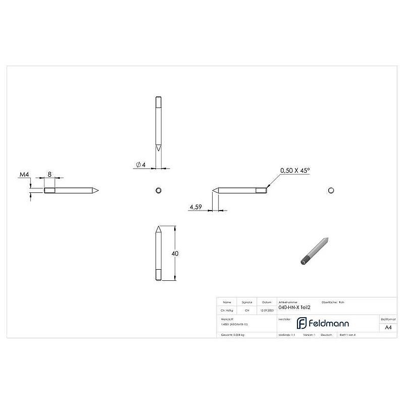 fixing material: for house numbers with M4 thread, AISI304