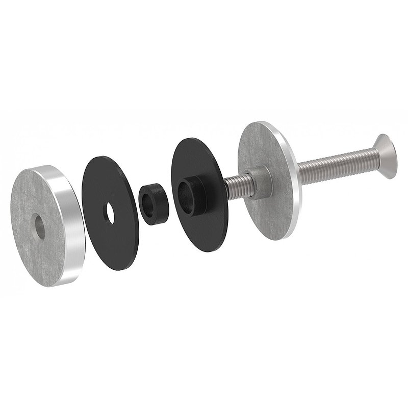 Point de fixation 52mm, plat, avec vis, V2A