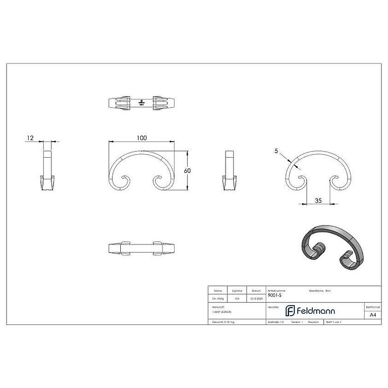 C-volute 12x5mm, 60x100mm