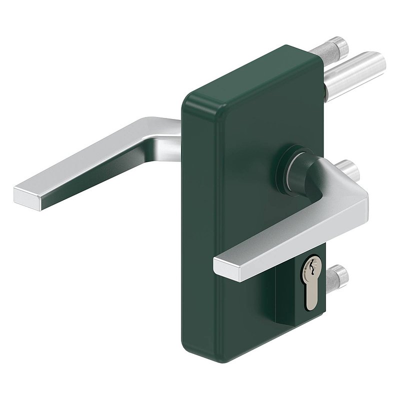 Gittertorschloss GTS 2 für Rohrstärke 40-60mm, Gehäuse RAL 6005 moosgrün