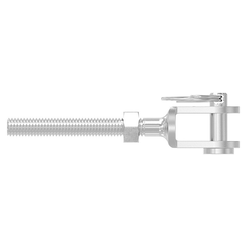 Fork terminal with external thread M6 left, AISI316
