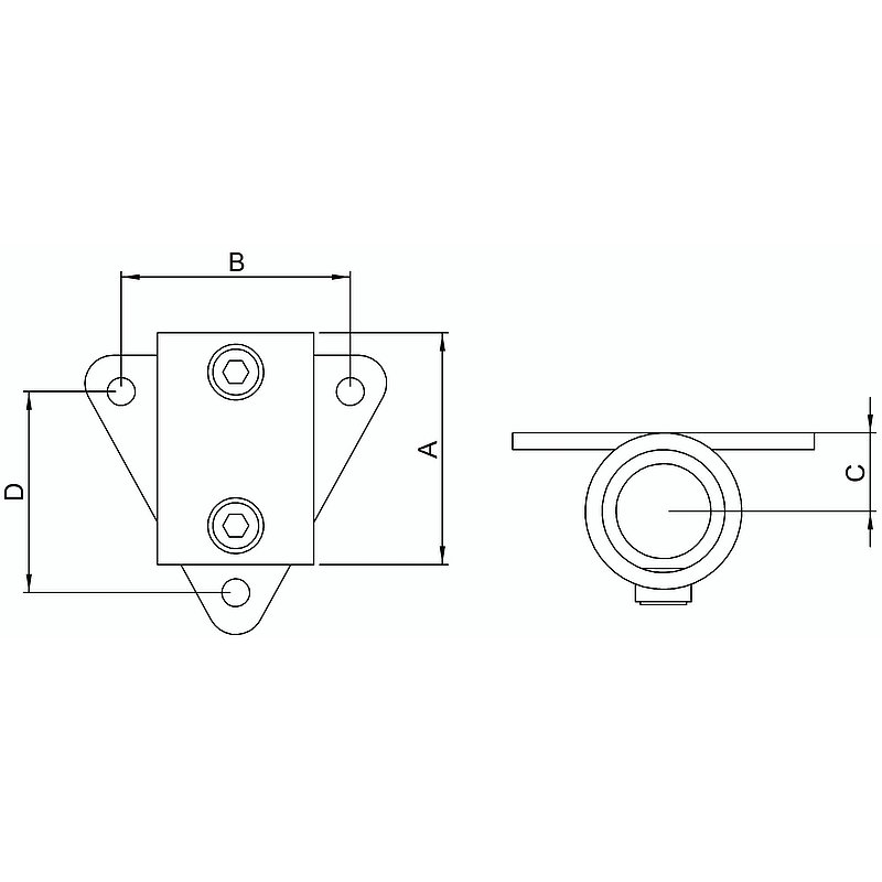 Wandhalter mit 3 Bohrungen, für Rohr Ø 48,3mm