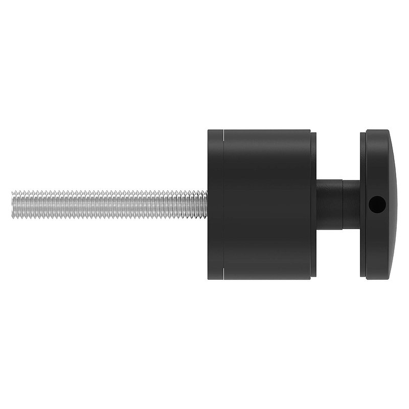 Glass point holder 52mm, flat, adjustable, AISI304, powder coated in RAL 9005 black matt