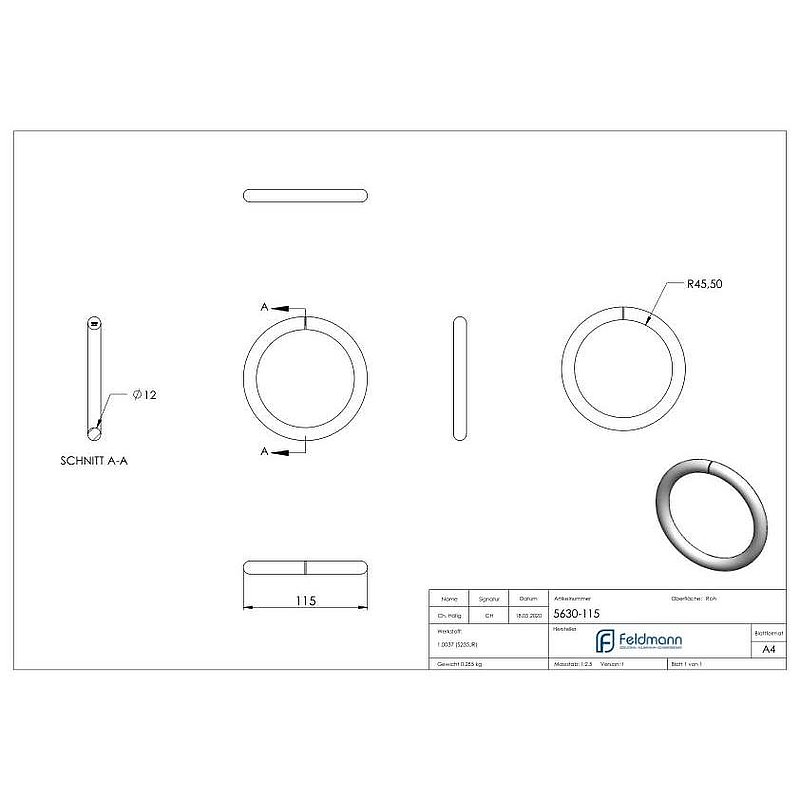 Ring 12mm, AußenØ 115mm