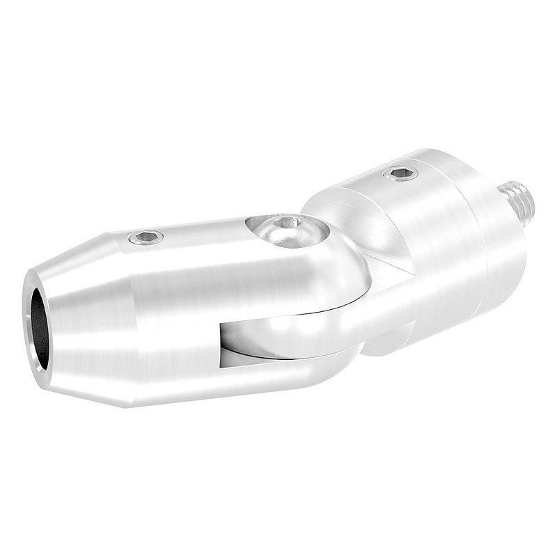 Cross bar holder with joint (for pushing from the front) 42.4 mm tube, 10.2 mm hole, AISI304
