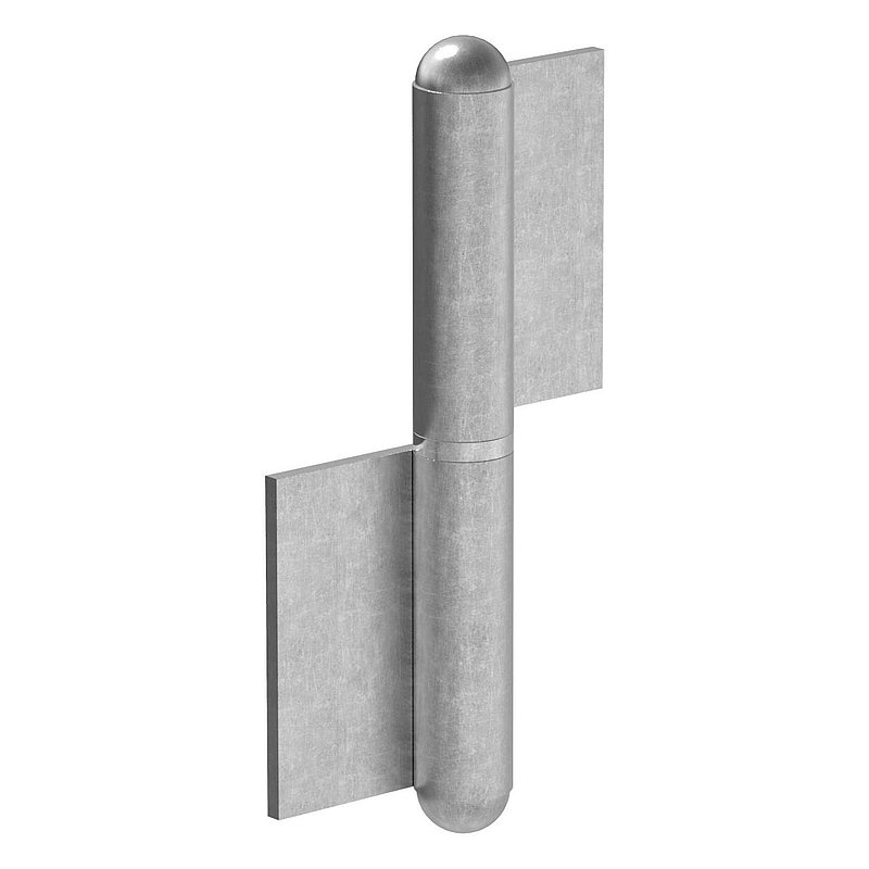 Weld-on hinge with fixed spigot, left-hand version