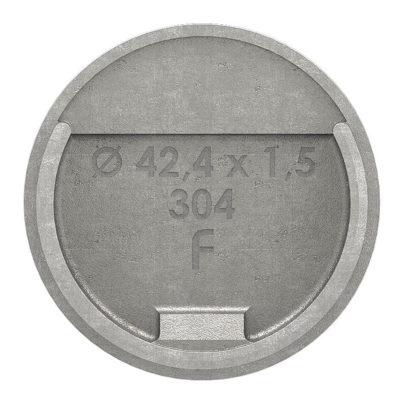 Embout, plat, pour tube à fond de gorge Ø 42,4mm, V2A