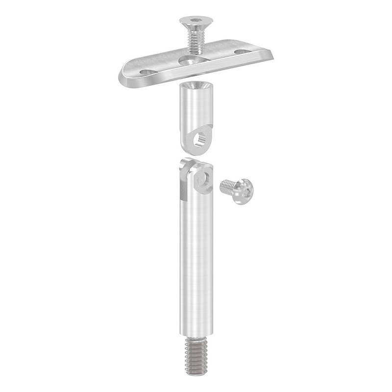 Tige articulée Ø 12mm avec plaque de raccordement de mains courantes 33,7mm, V2A