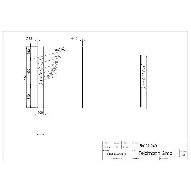 Design rod, AISI304