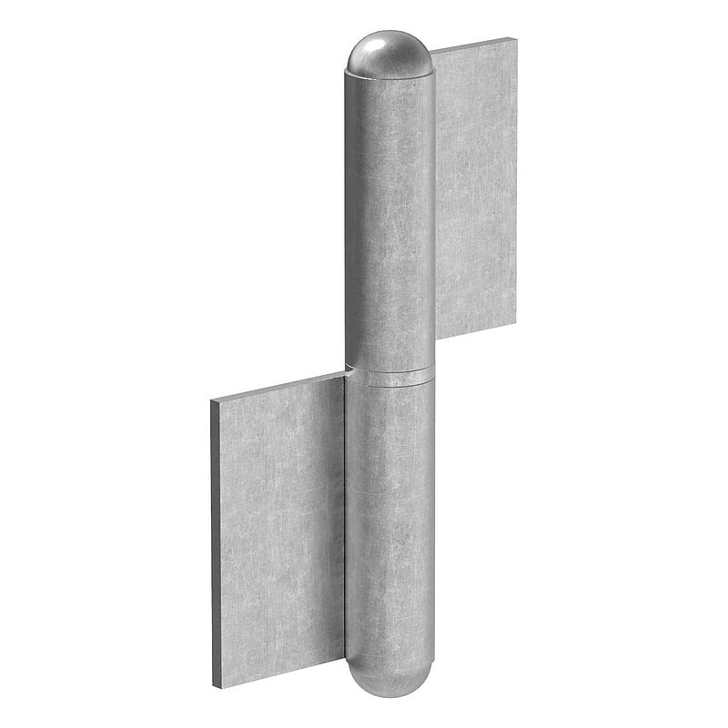 Weld-on hinge with fixed spigot, left-hand version