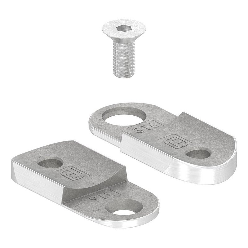 adjustable handrail connection plate, 42.4 mm, AISI316