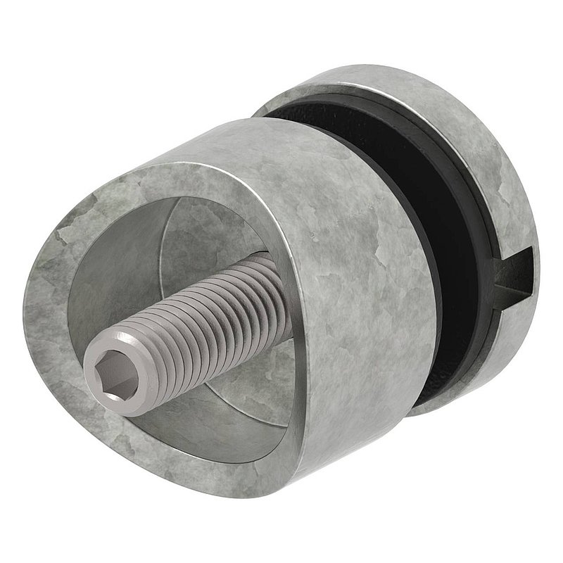 Glass point holder 30mm, connection: 42.4mm, raw zinc