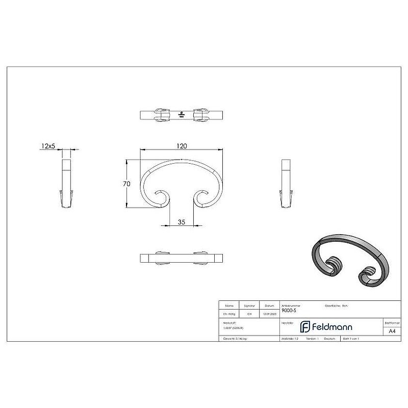 C-Schnecke 12x5mm, 70x120mm