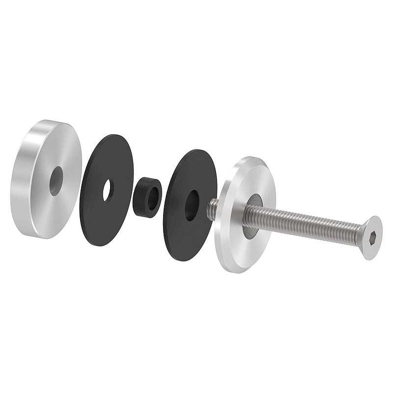 Point de fixation 52mm, plat, avec vis, V4A
