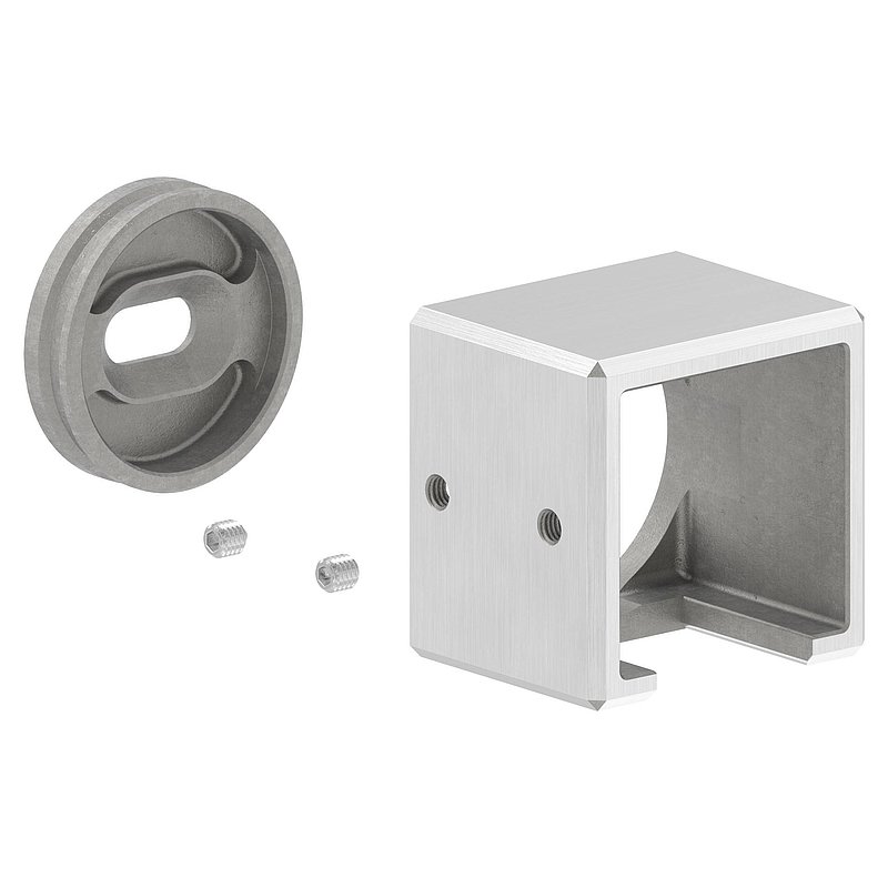Wandbefestigung für Quadratnutrohr 40x40mm, links, V4A
