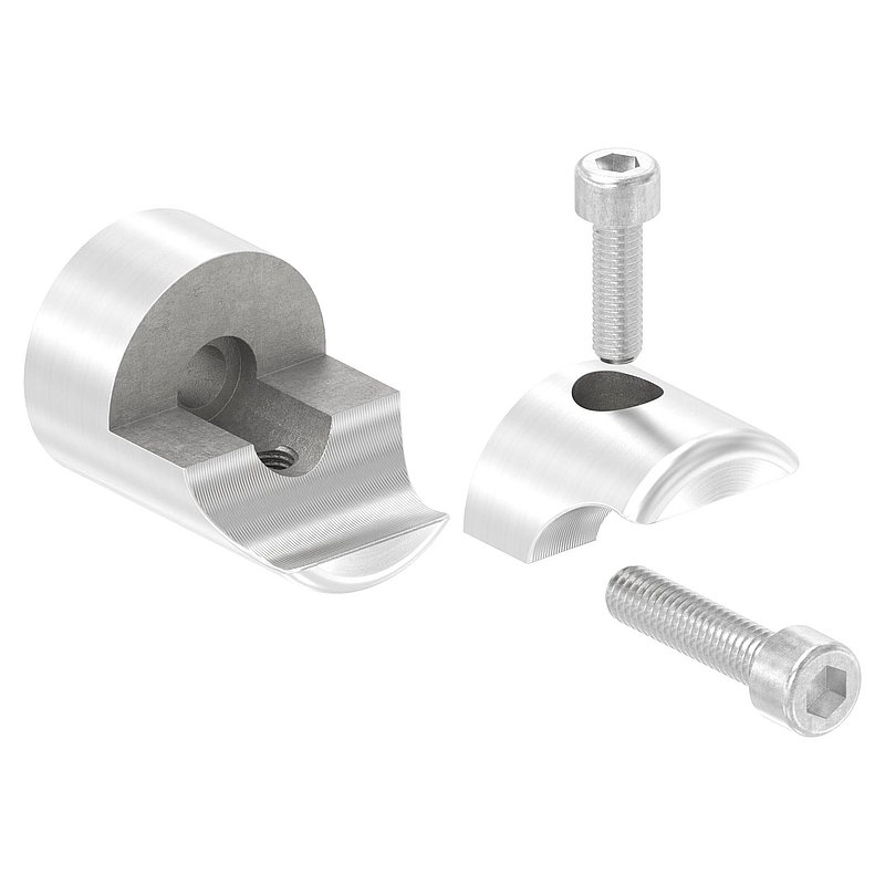 Halter für rundes Klemmprofil 18mm Anschluss: gerade, V2A