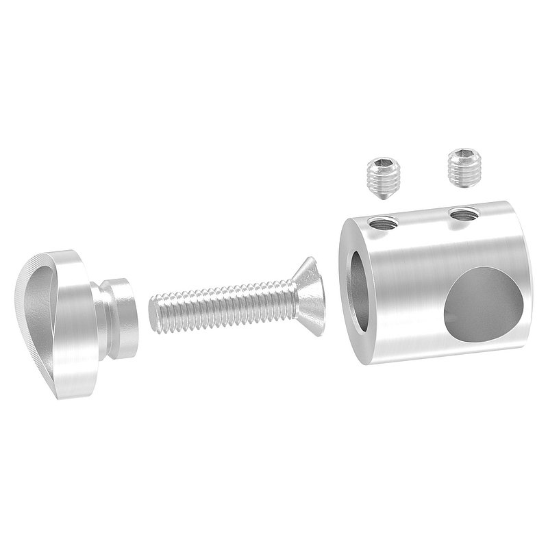 Cross bar holder for 42.4 mm tube, blind hole right 12.2 mm, AISI304