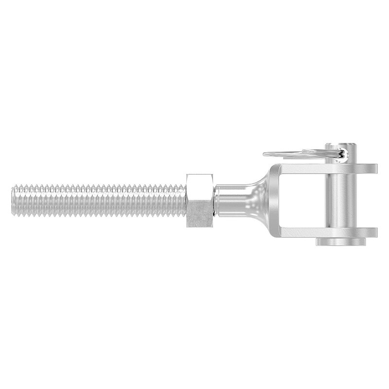 Fork terminal with external thread M8 left, AISI316
