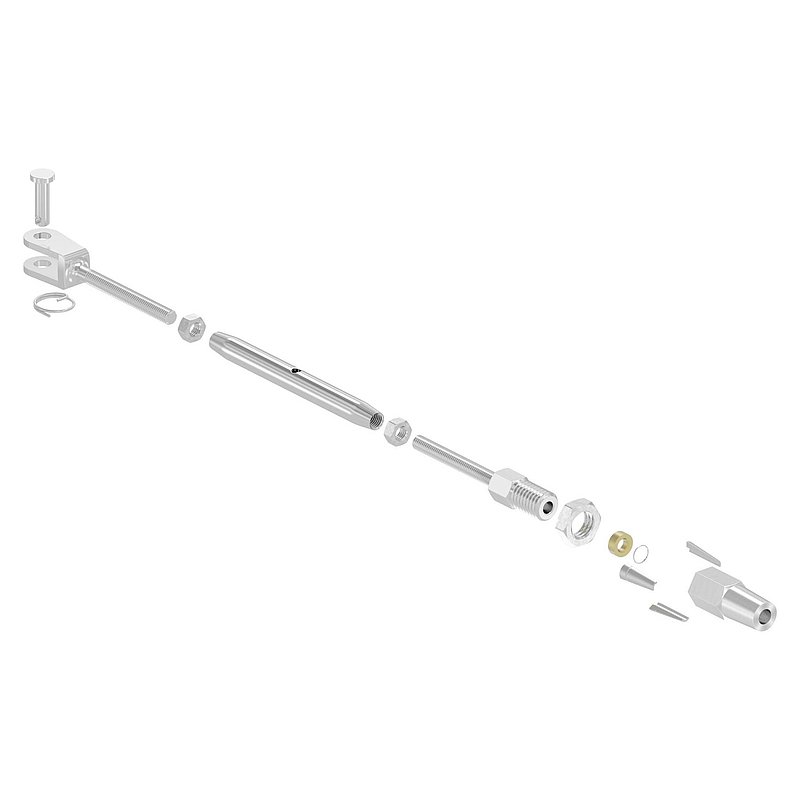 Wantenspanner Gabel zur Selbstmont. Seil 3mm, V4A