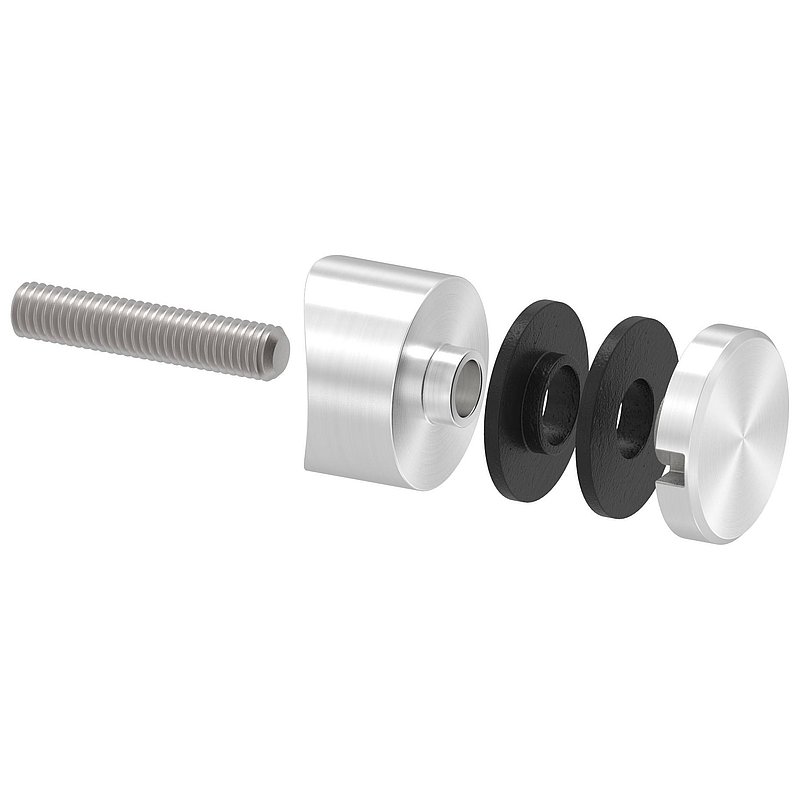 Glaspunkthalter 30mm, Anschluss: 42,4mm, V2A
