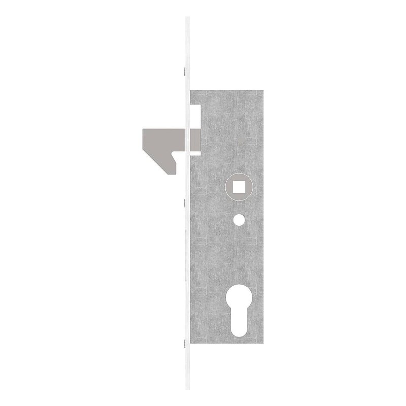 Galvanised tubular frame lock with hook latch (e.g. for sliding gates), backset 35 mm