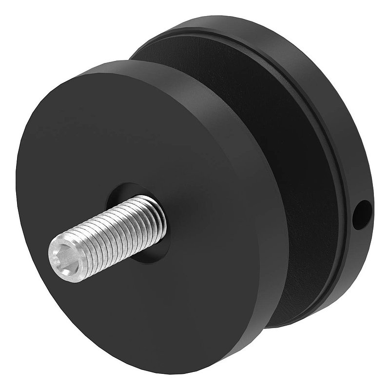 Glass point holder 62mm, connection: flat, AISI304, powder coated in RAL 9005 black matt