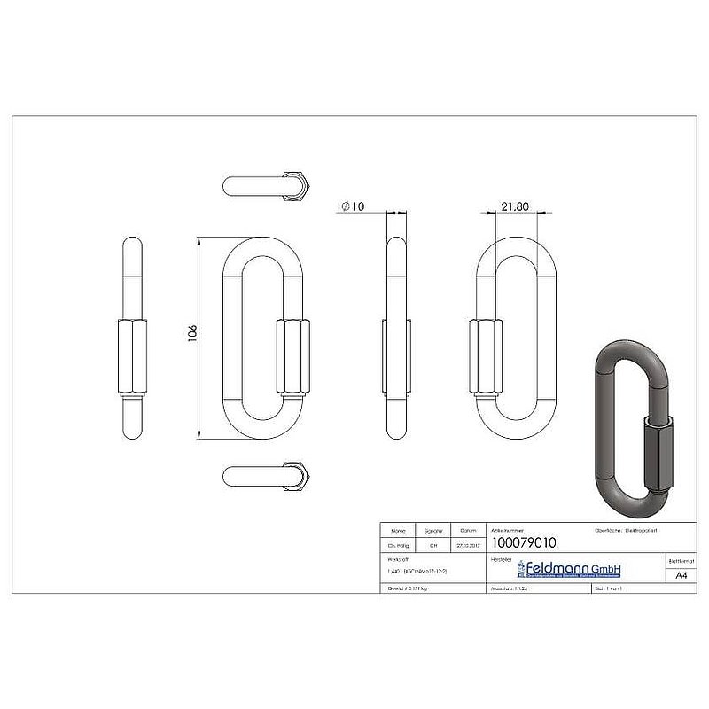 Schraubverbinder lang, 10mm, V4A