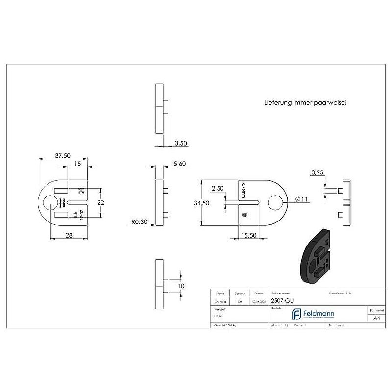 Rubber for Mod. 25, LSG 6.76mm