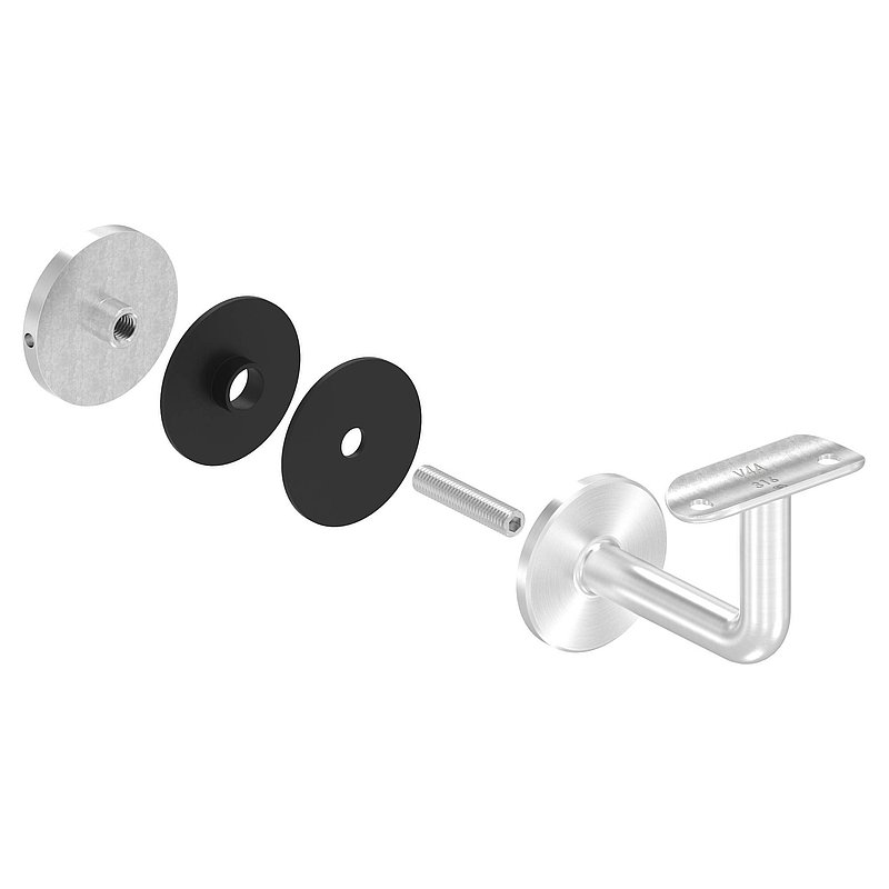 Handlaufhalter für Glas, Handlaufanschlussplatte 42,4mm, V4A