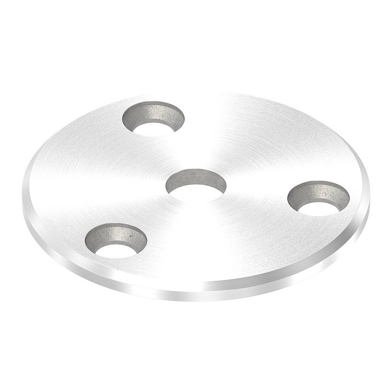 Ronde Ø 70 x 4mm, 3x Bohrung 8,5mm gesenkt, 1x Mittelbohrung 12,2mm, mit Rundschliff, V2A