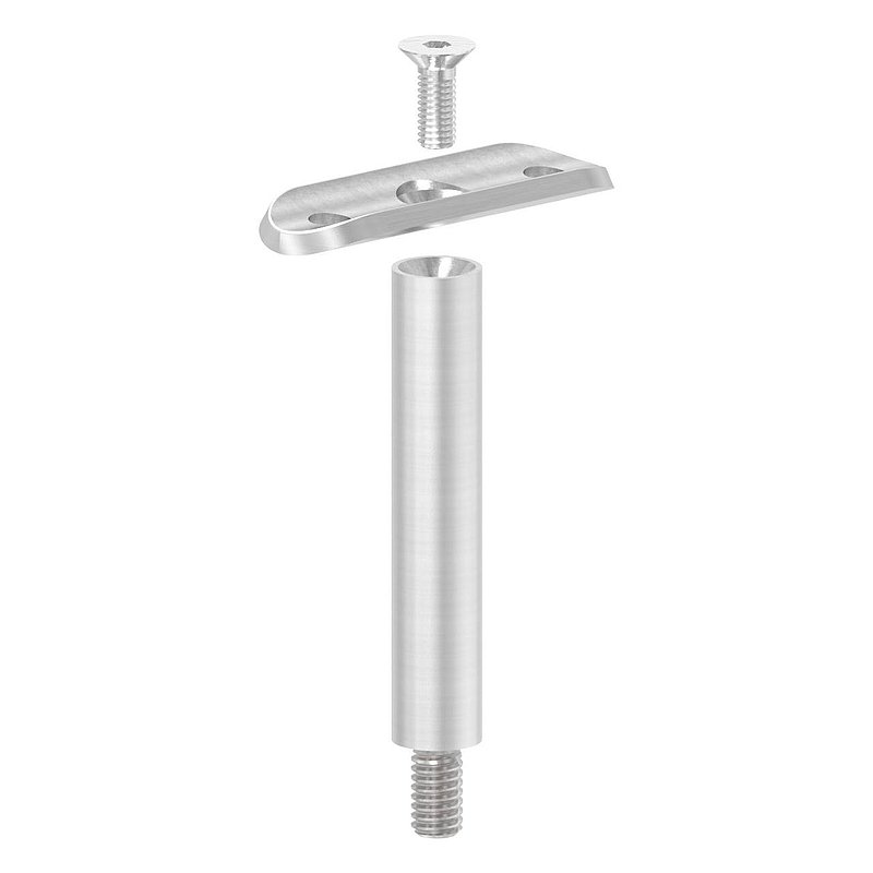 Pin Ø 14mm with handrail connection plate for tube 33.7mm, AISI304