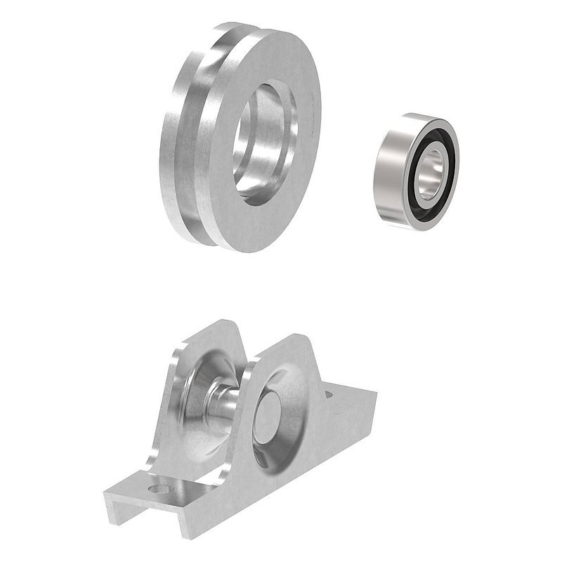 Galet pour porte coulissante avec rainure en U