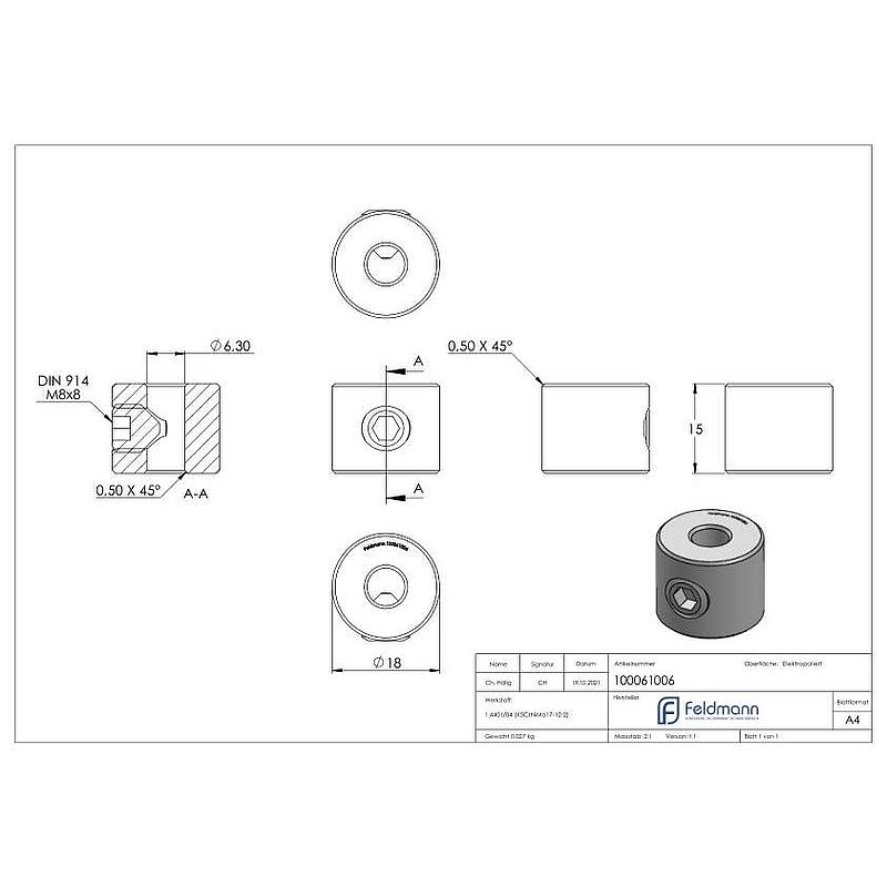 Serre-câble pour câble 5-6mm, V4A