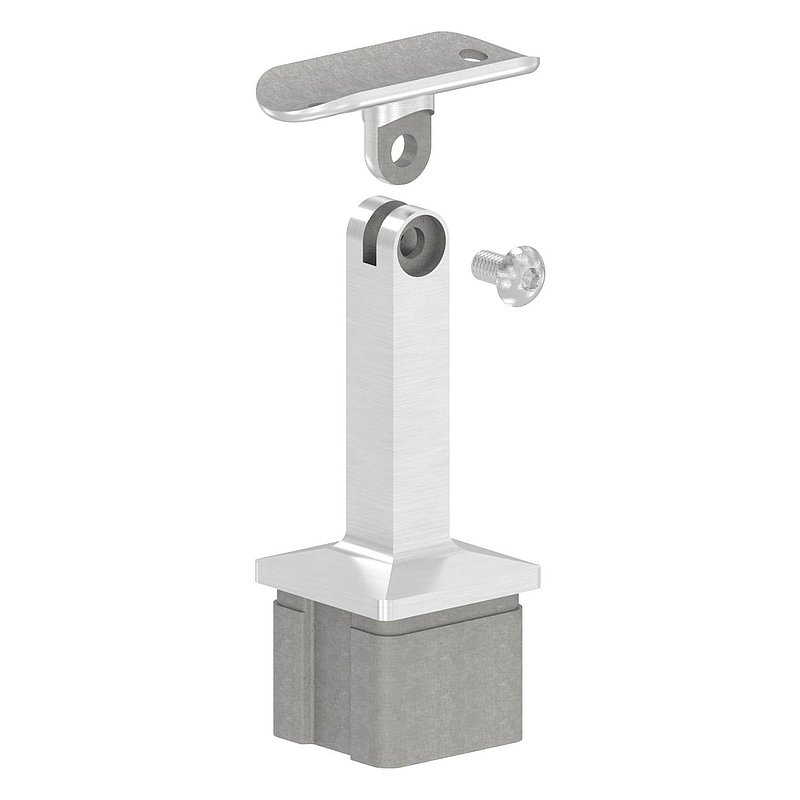 Tube end plug with hinge pin for tube 40x40x2mm, AISI304