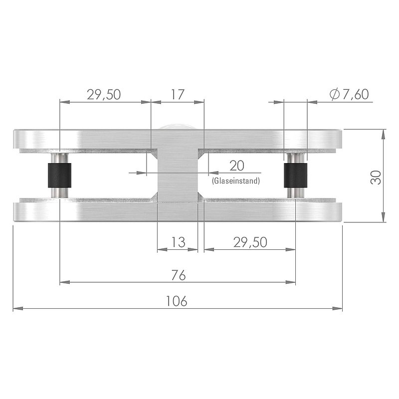 Pince à verre de liaison 180° modèle 23, V4A