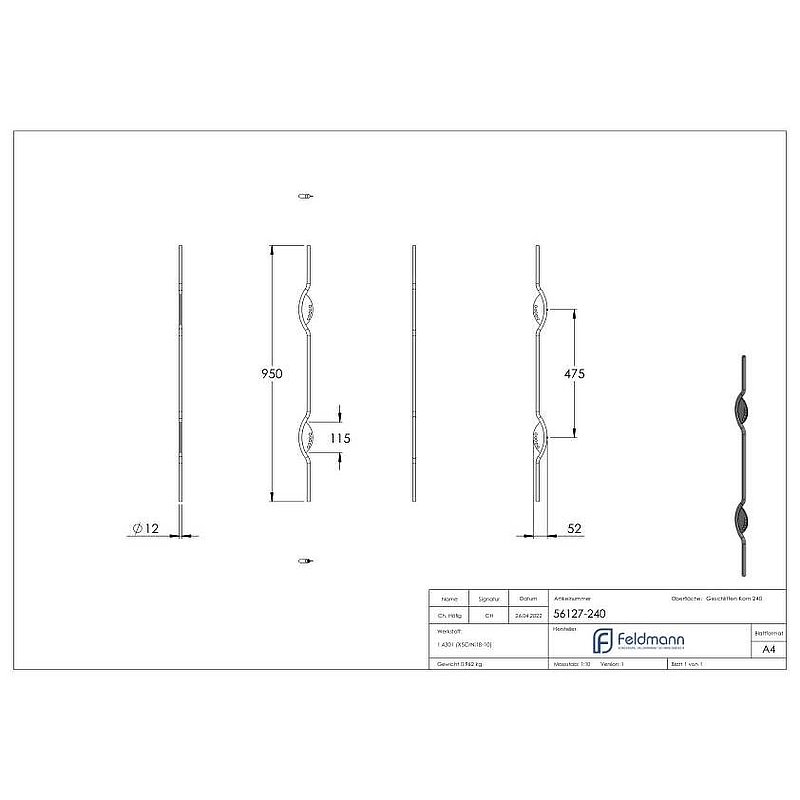 Design rod, AISI304