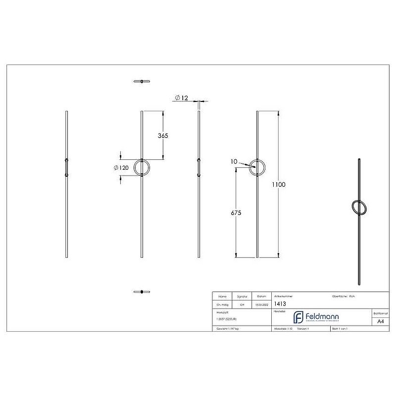 Geländerstab Gruber Design, 1100mm