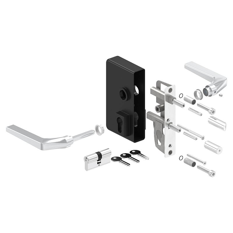 Gittertorschloss GTS 2 für Rohrstärke 40-60mm, Gehäuse RAL 9005 schwarz