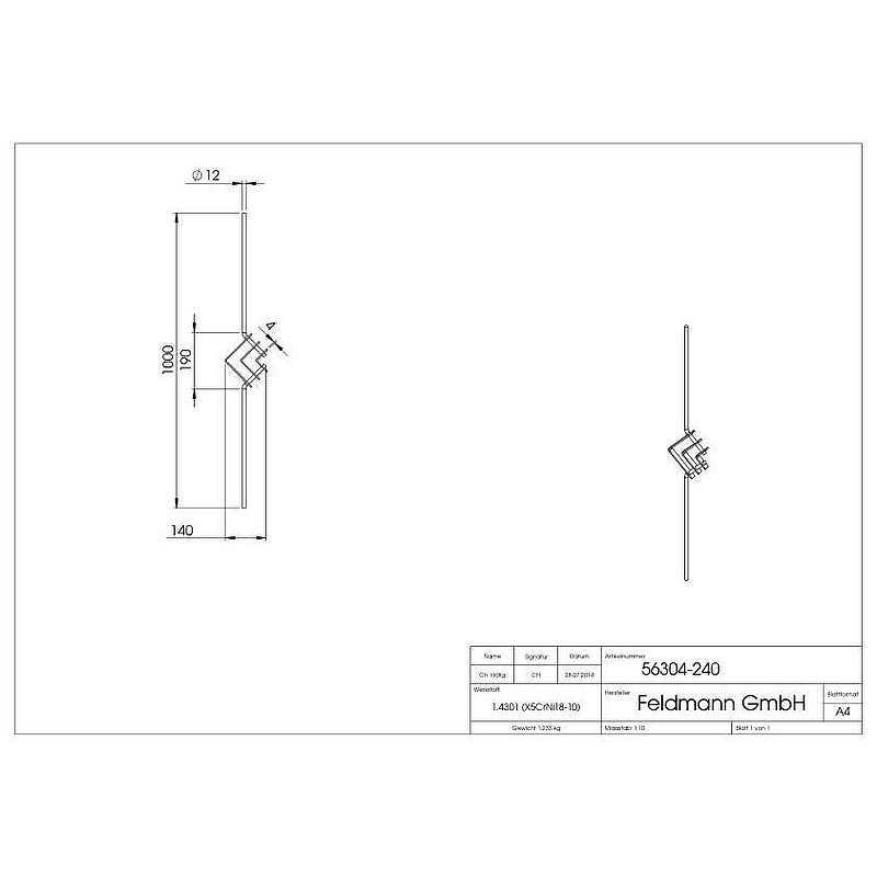 Design rod, AISI304