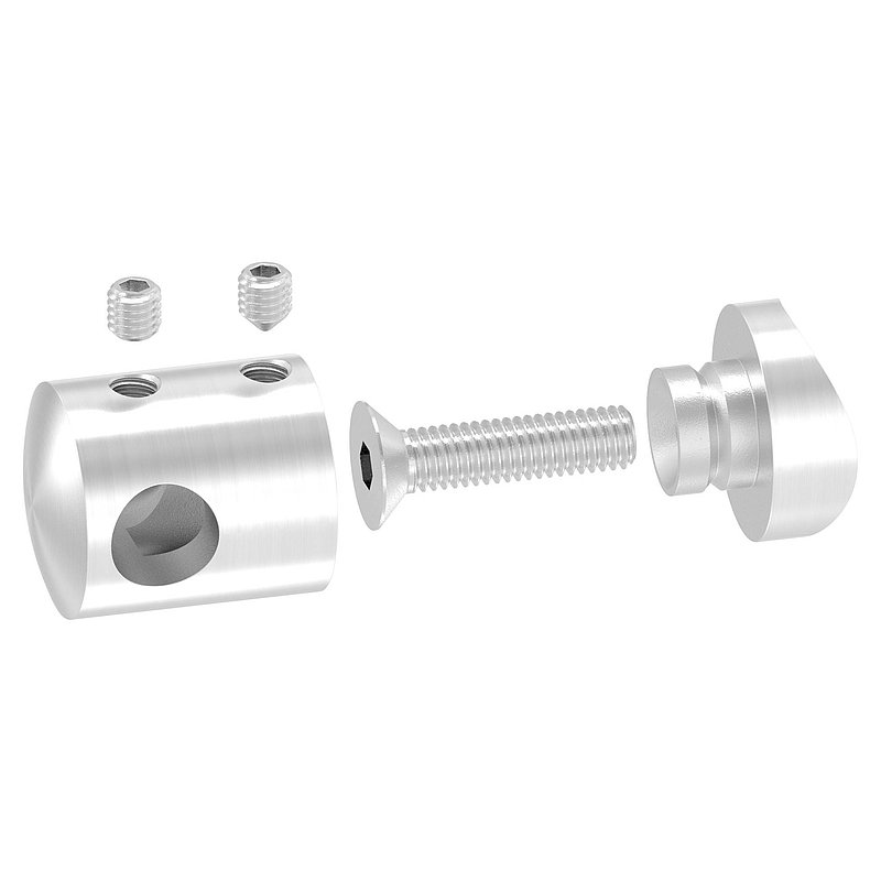 Querstabhalter für 33,7mm Rohr, Sackloch links 10,2mm, V2A