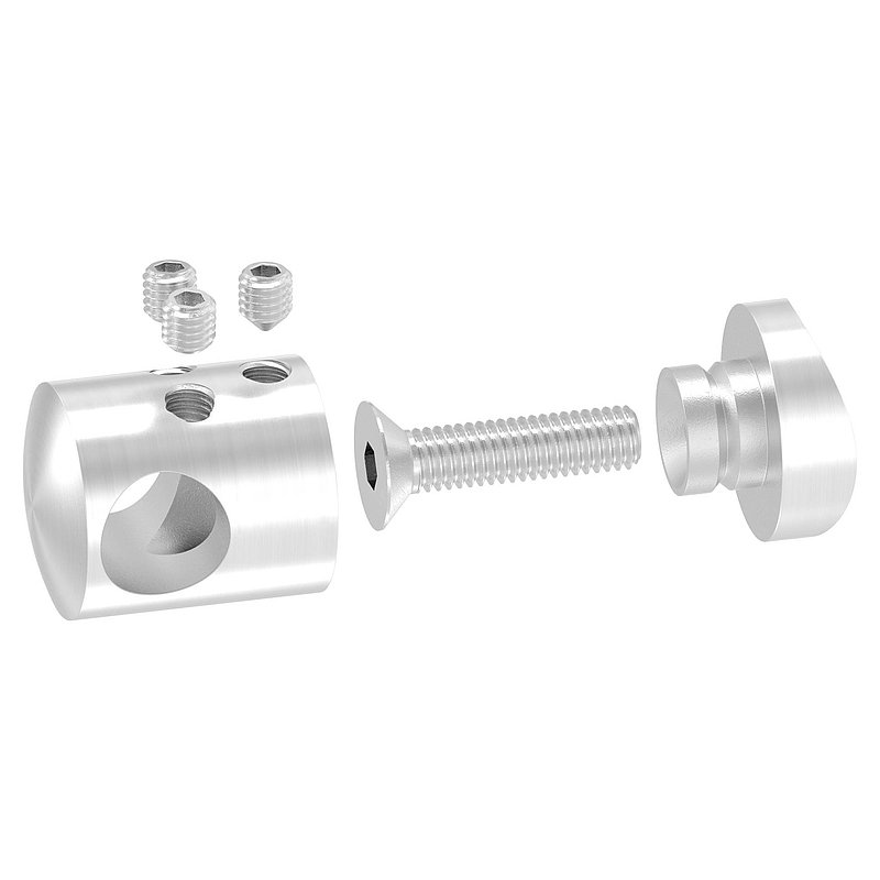 Cross bar holder for butt joint, for 42.4 mm tube, 12.2 mm bore, AISI304