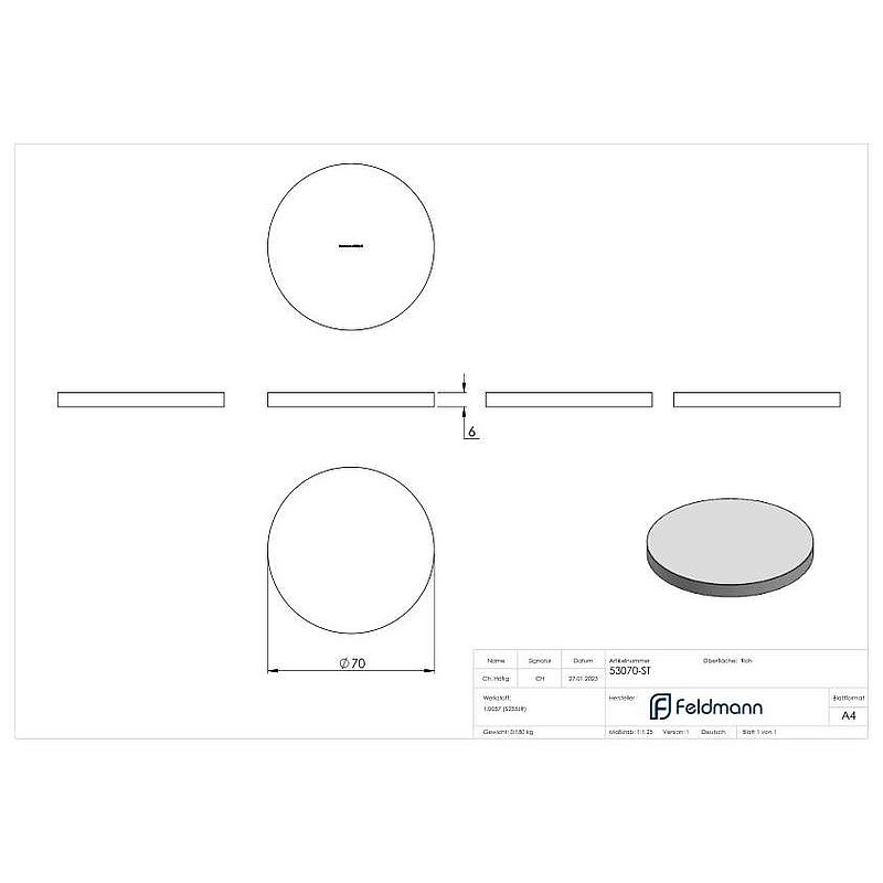 Ronde 70x6mm