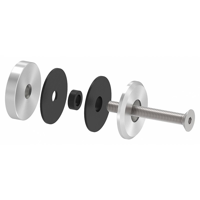 Point de fixation 52mm, plat, avec vis, V2A