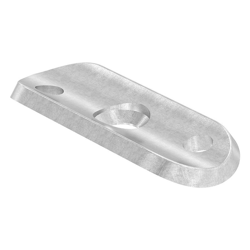 Handlaufanschlussplatte, Rohranschluss Ø 33,7mm, Bohrungen versetzt, S235JR